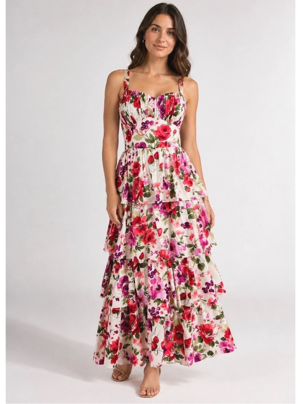 Abercrombie & Fitch NWT Floral Tiered Maxi Dress Cross Tie Back
